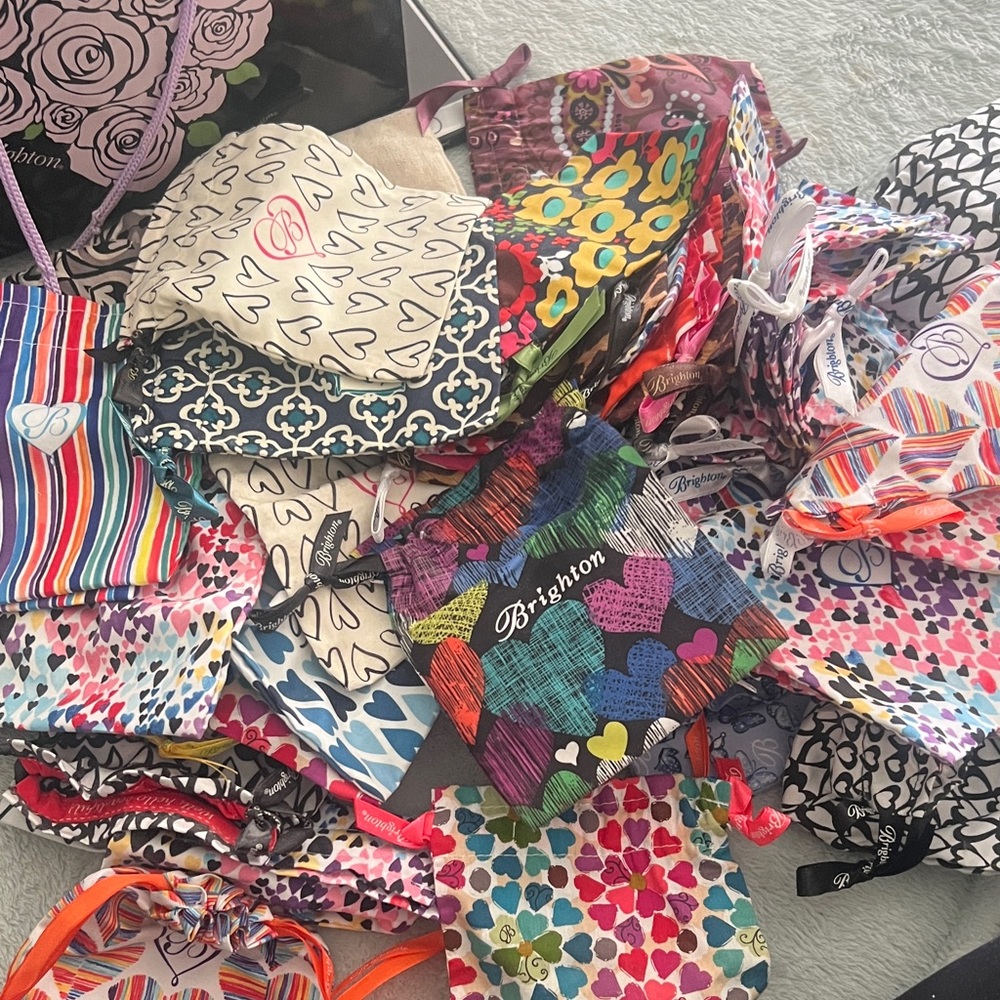 Brighton Multicolor Heart & Pattern Drawstring Jewelry Pouches